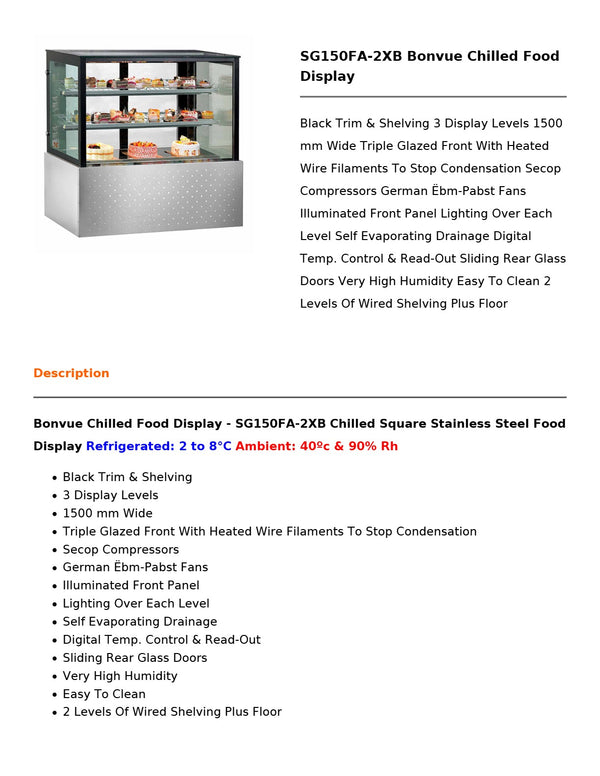 Bonvue SG150FA-2XB - Cold Food Display
