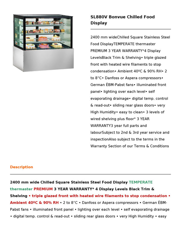 Bonvue SL880V - Cold Food Display