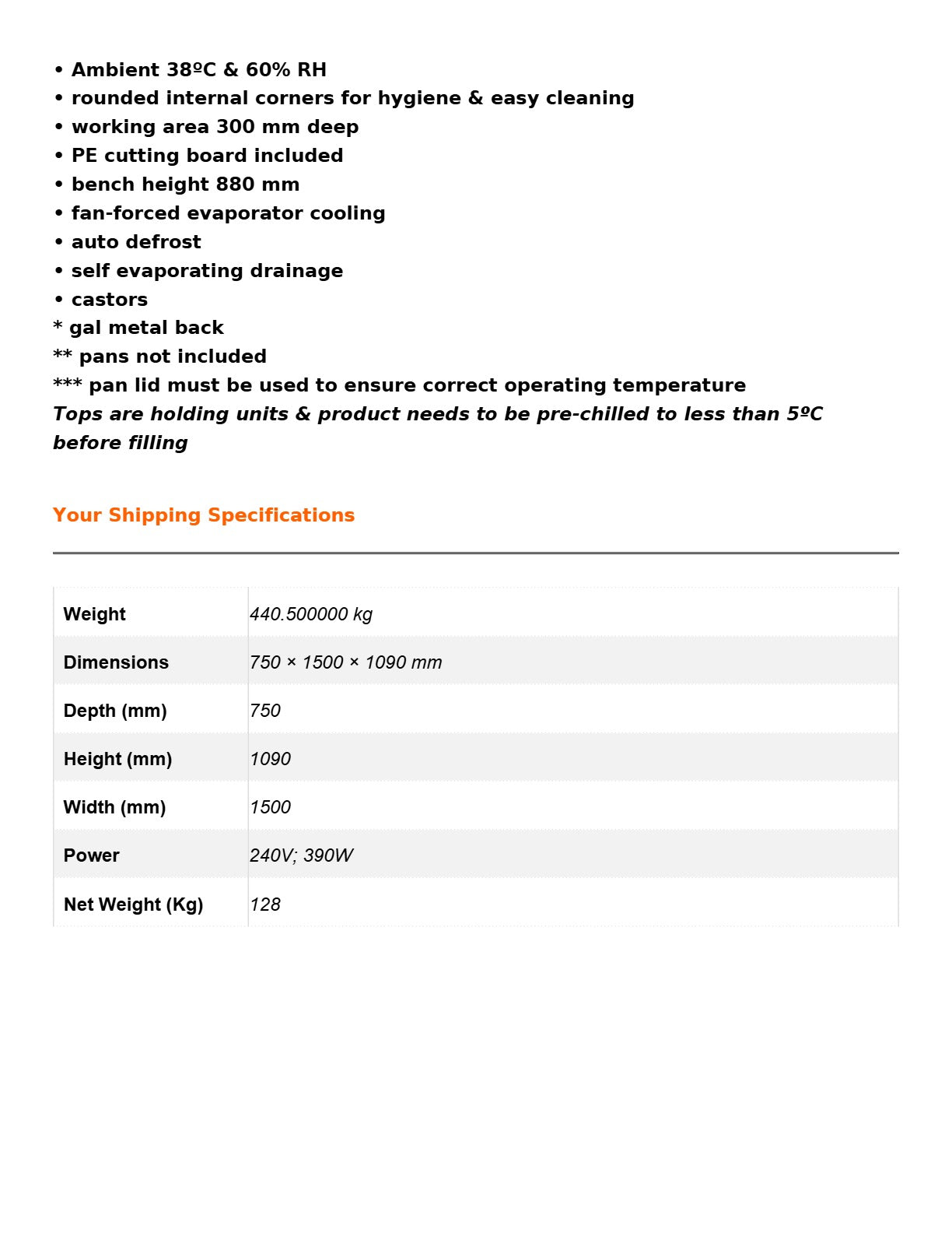Thermaster SLB150 - Sandwich Bar