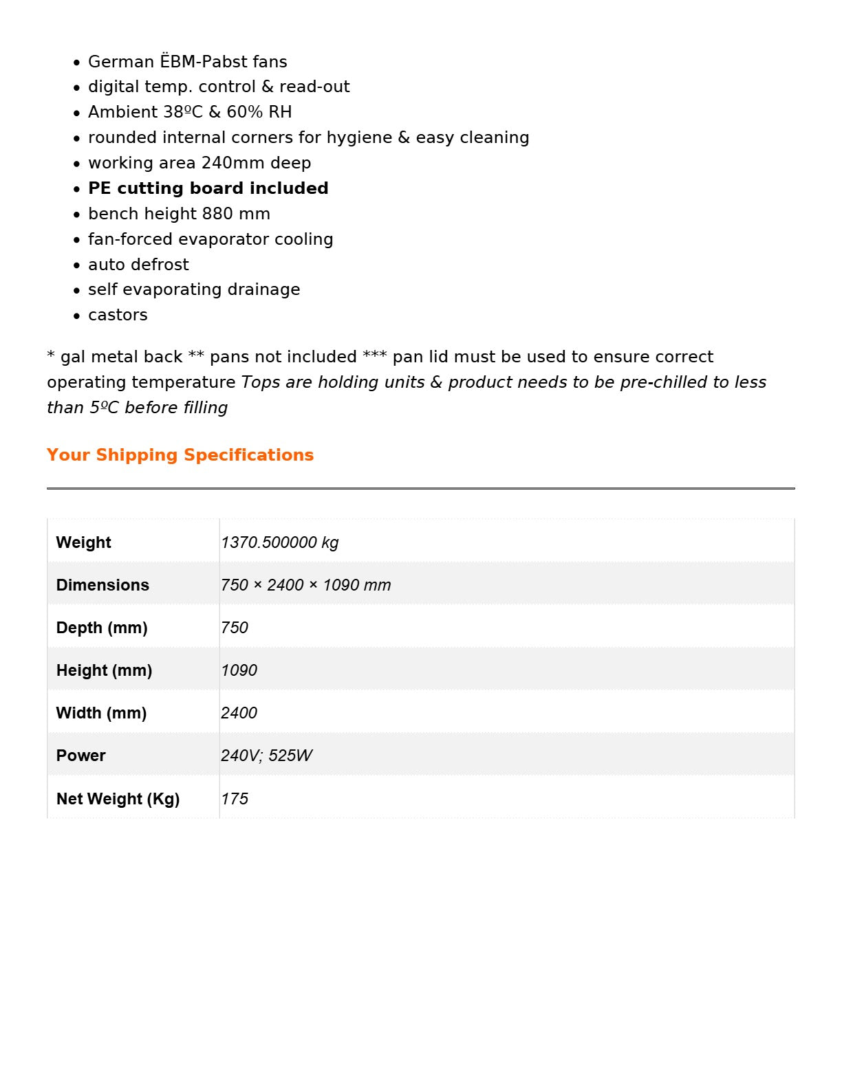 Thermaster SLB240 - Sandwich Bar