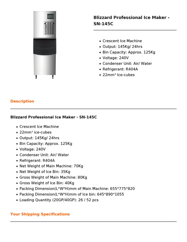Blizzard SN-145C - Ice Maker