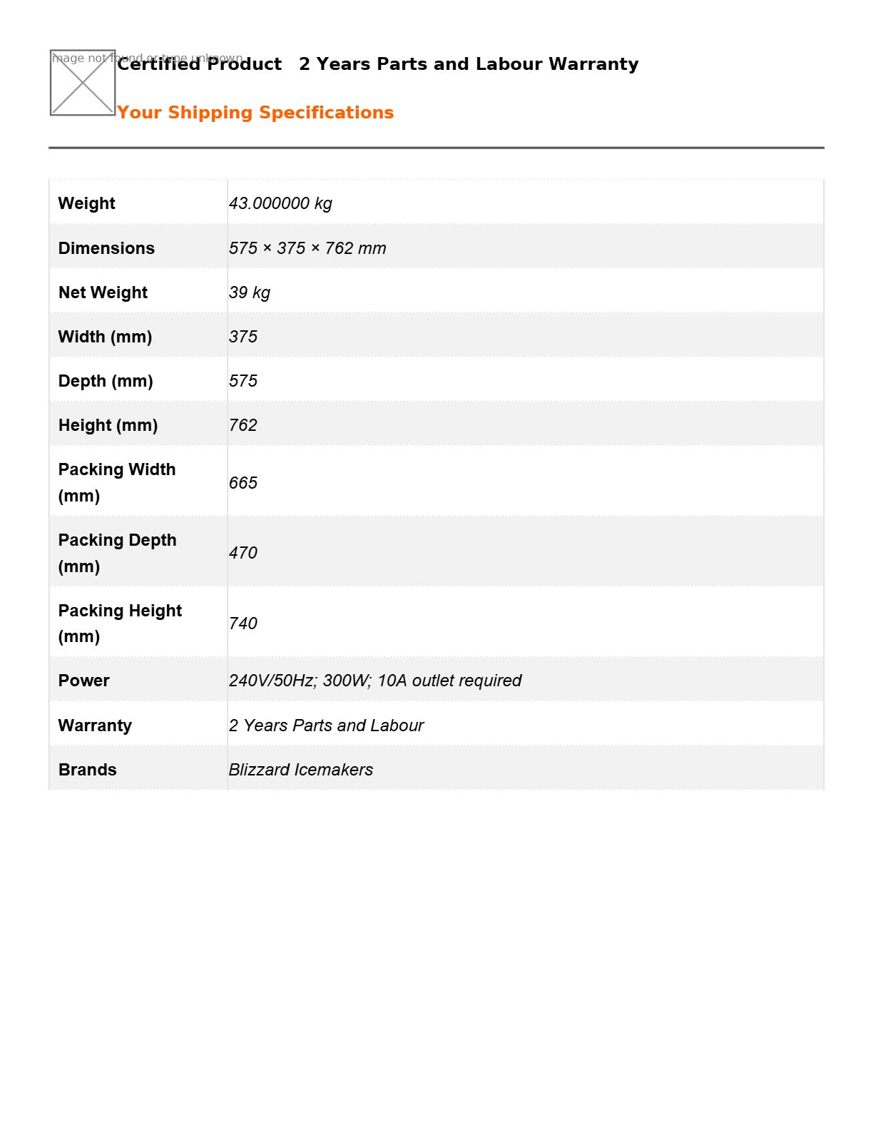 Blizzard SN-25C - Underbench Bullet Ice Maker