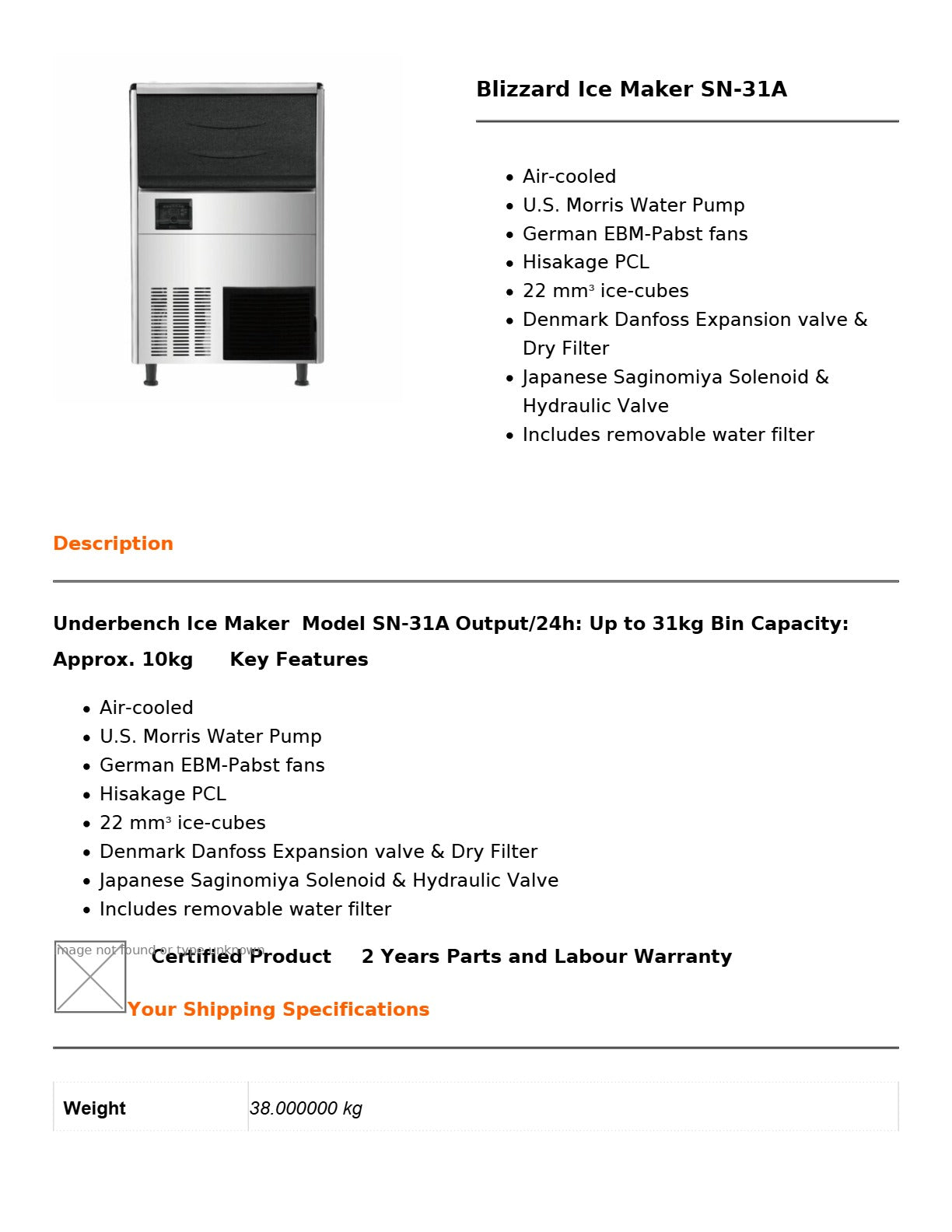 Blizzard SN-31A - Underbench Ice Maker