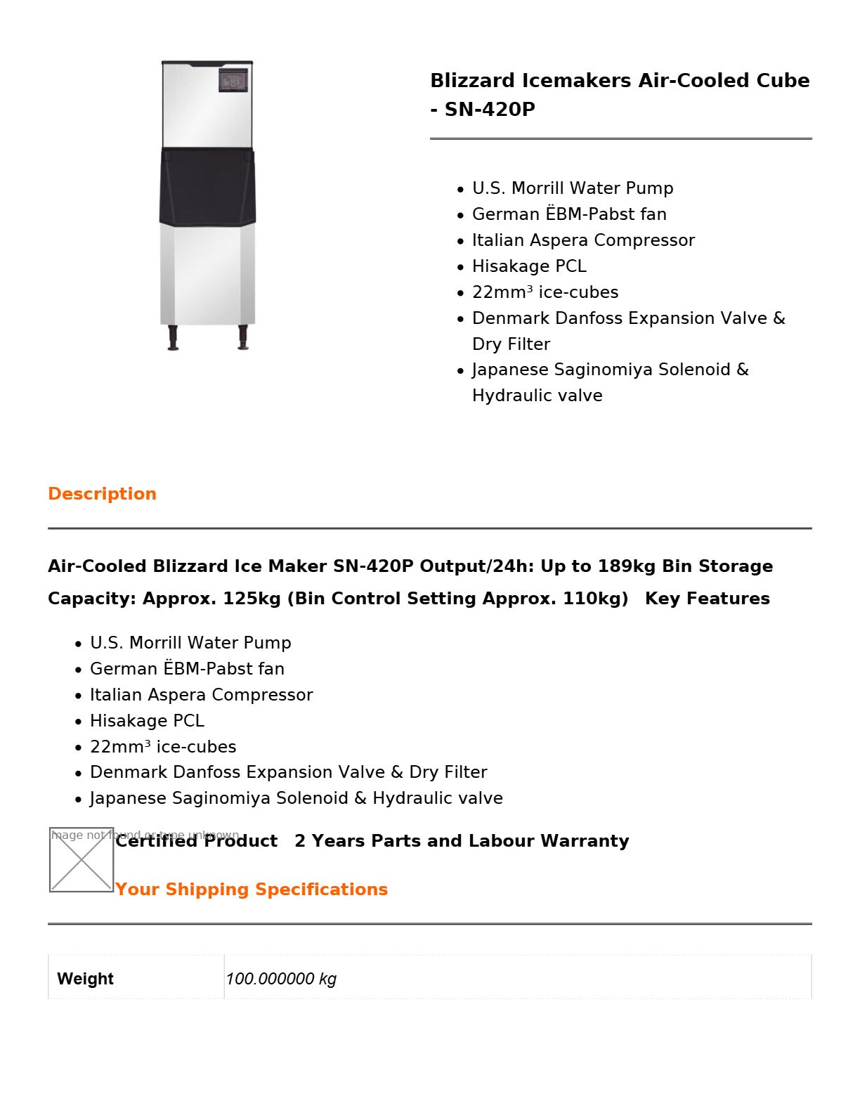 Blizzard SN-420P - Air-Cooled Ice Maker