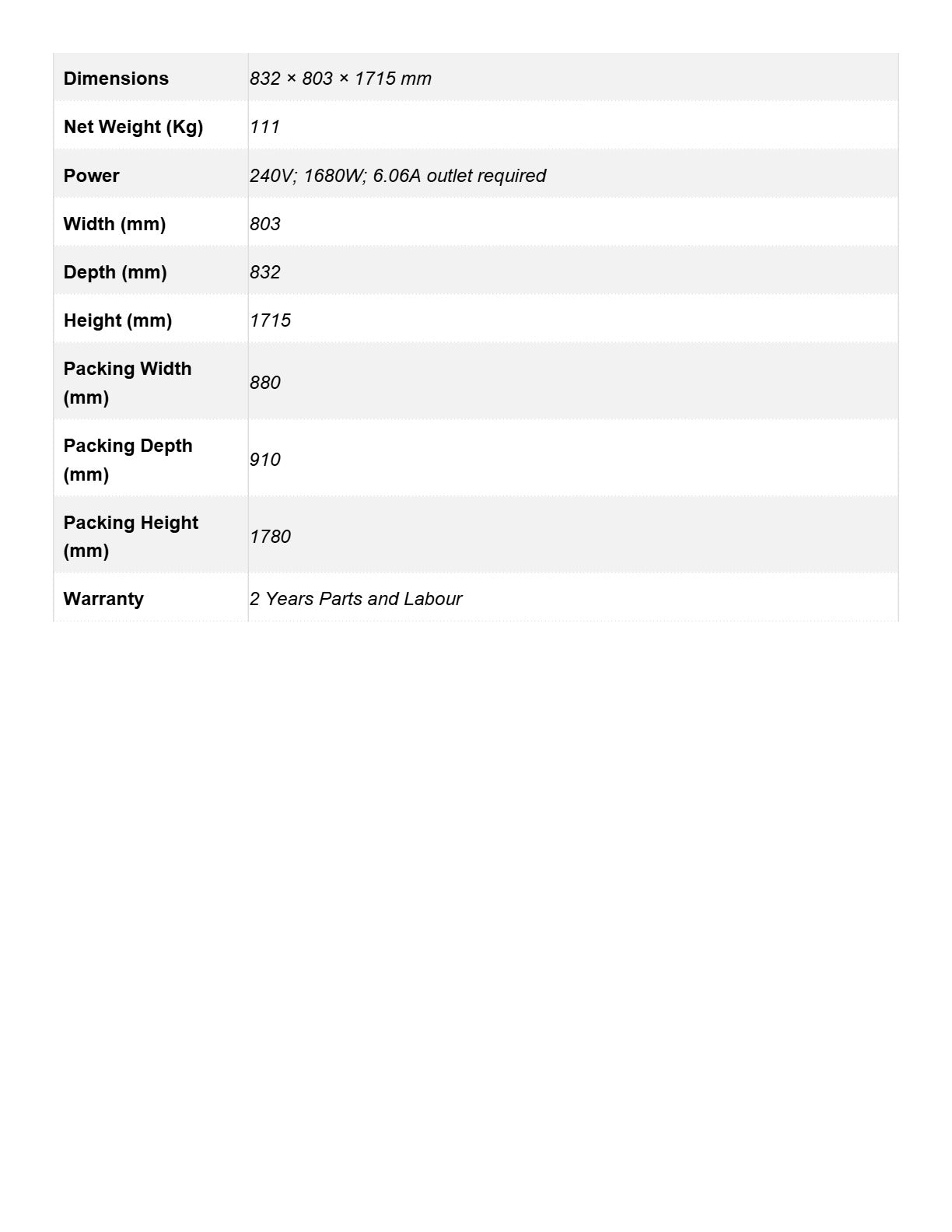 Blizzard SN-700P - Air-Cooled Ice Maker