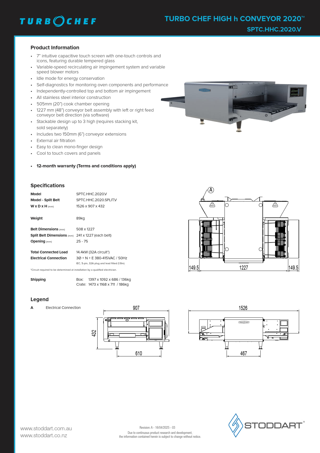 TurboChef SPTC.HHC.2020.SPLIT.V - Ventless Conveyor Oven