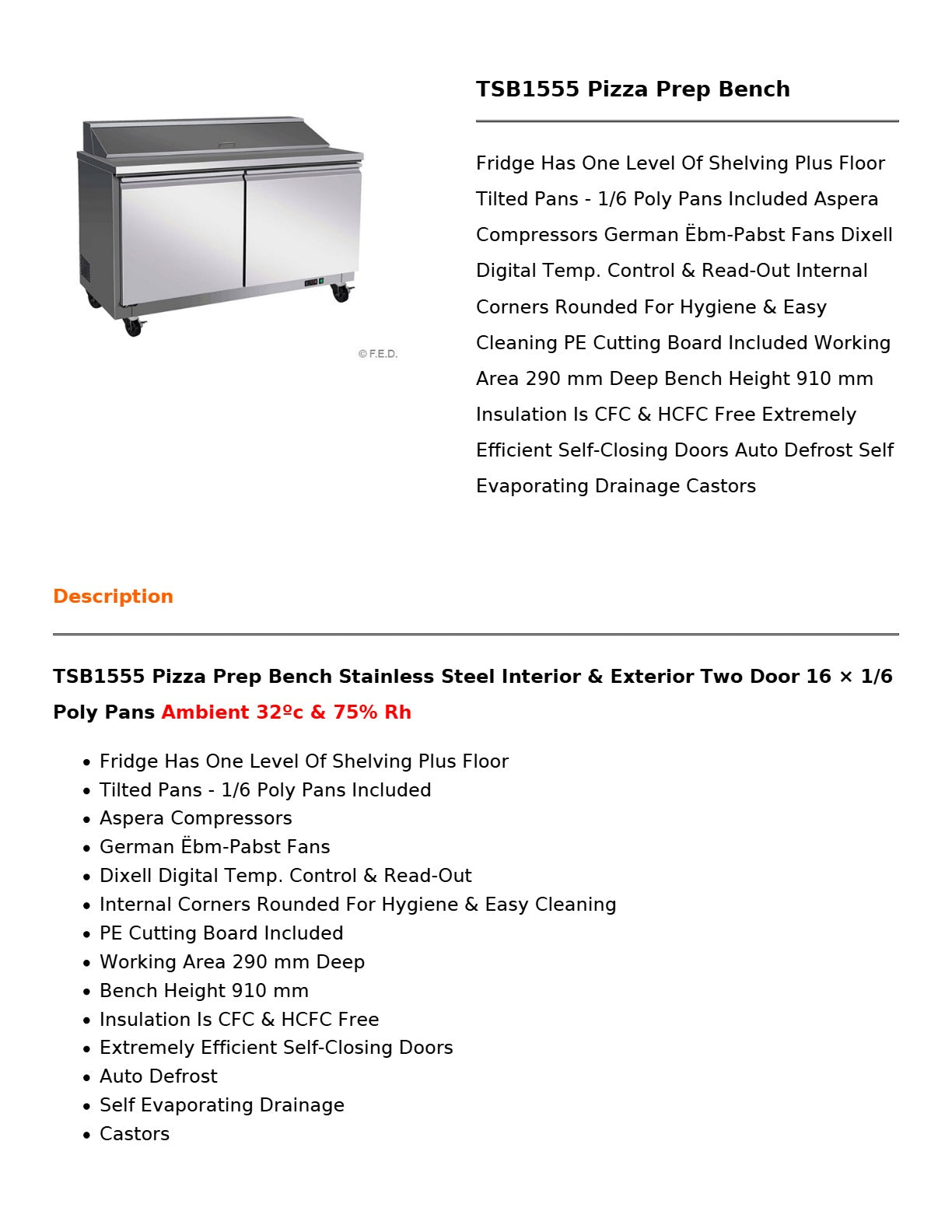 Thermaster TSB1555 - Pizza Prep Bench