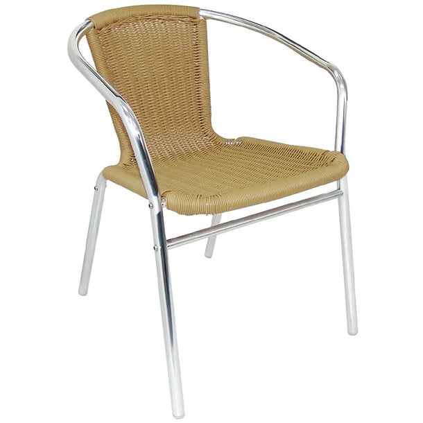 Bolero U422 - Four Natural Wicker Chairs with Aluminium Frame