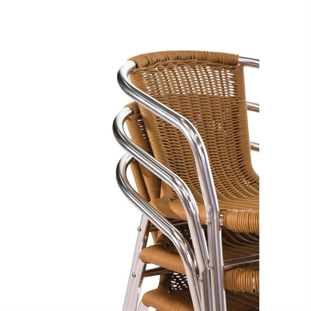Bolero U422 - Four Natural Wicker Chairs with Aluminium Frame