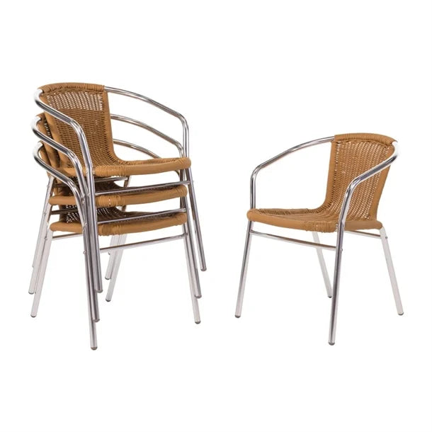 Bolero U422 - Four Natural Wicker Chairs with Aluminium Frame