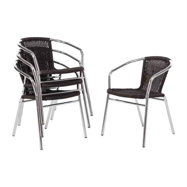Bolero U507 - Four Wicker Chairs with Aluminium Frame