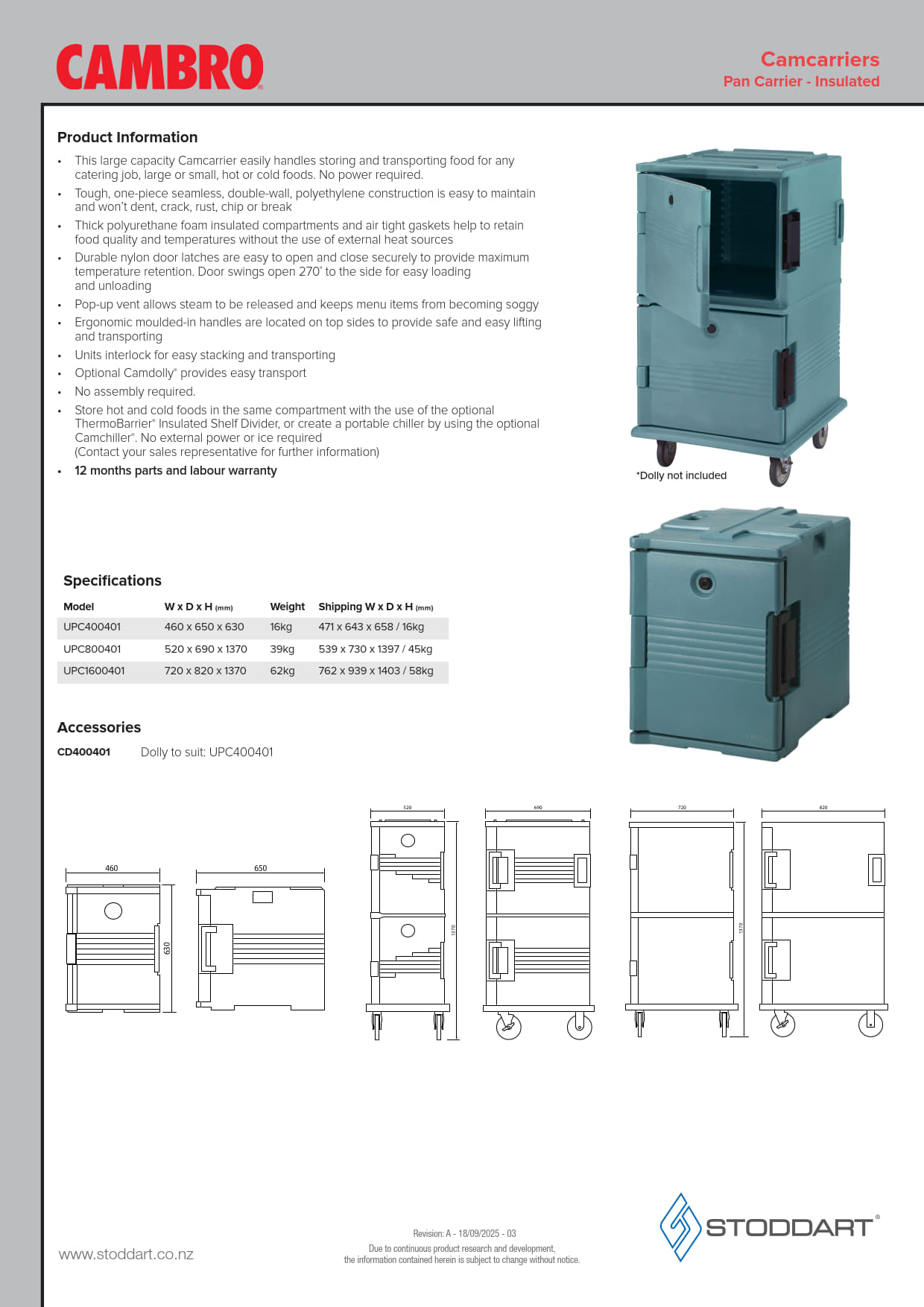 Cambro Meal Transportation UPC400401 - Insulated Pan Carrier