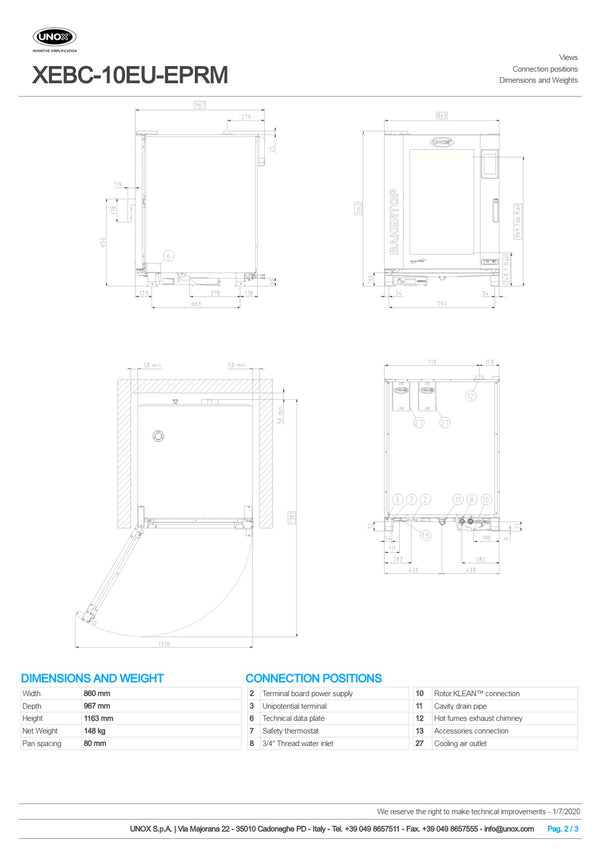 Unox Bakertop XEBC-10EU-EPRM - Combi Oven