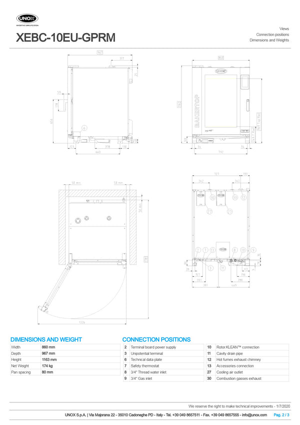 Unox Bakertop Gas XEBC-10EU-GPRM - Combi Oven