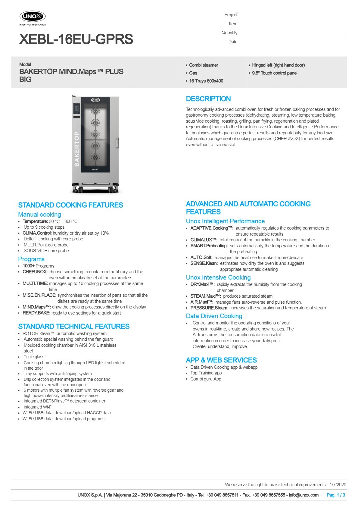 Unox Bakertop Big Gas XEBL-16EU-GPRS - Combi Oven