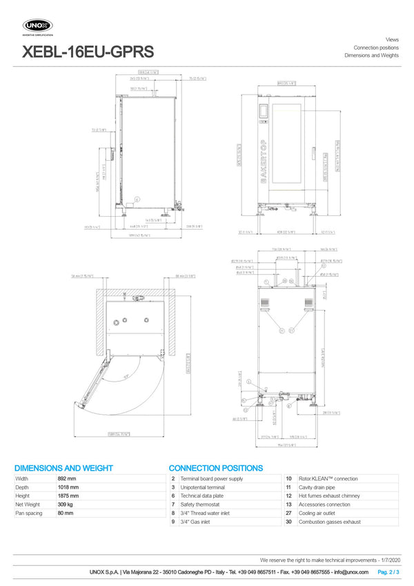 Unox Bakertop Big Gas XEBL-16EU-GPRS - Combi Oven