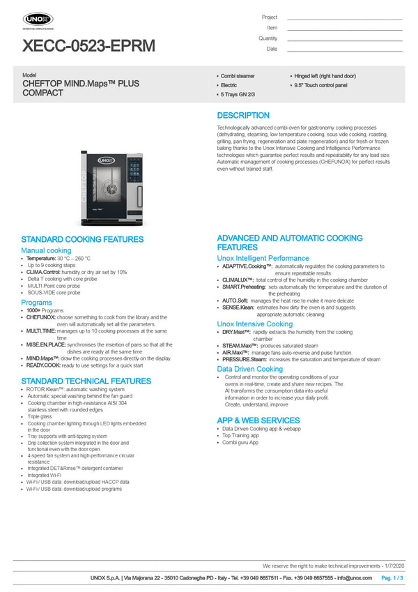 Unox Cheftop Compact XECC-0523-EPRM - Combi Oven