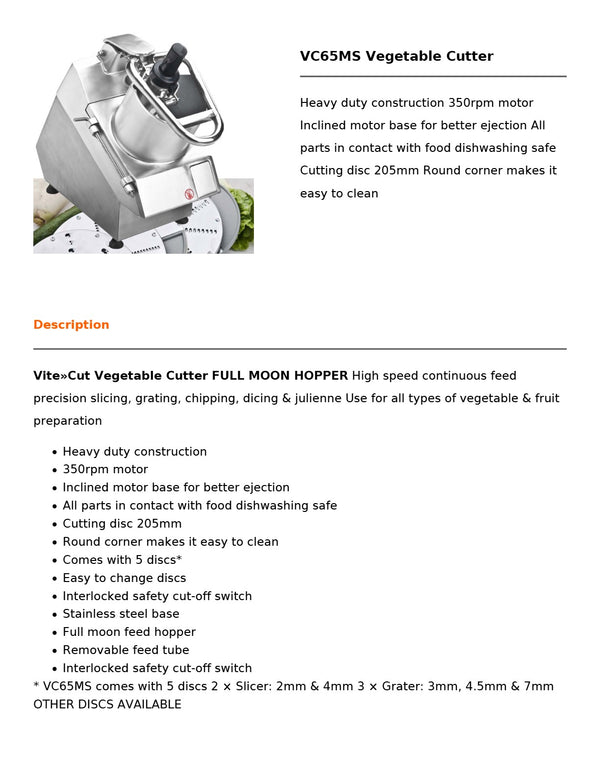 Yasaki VC65MS - Vegetable Cutter