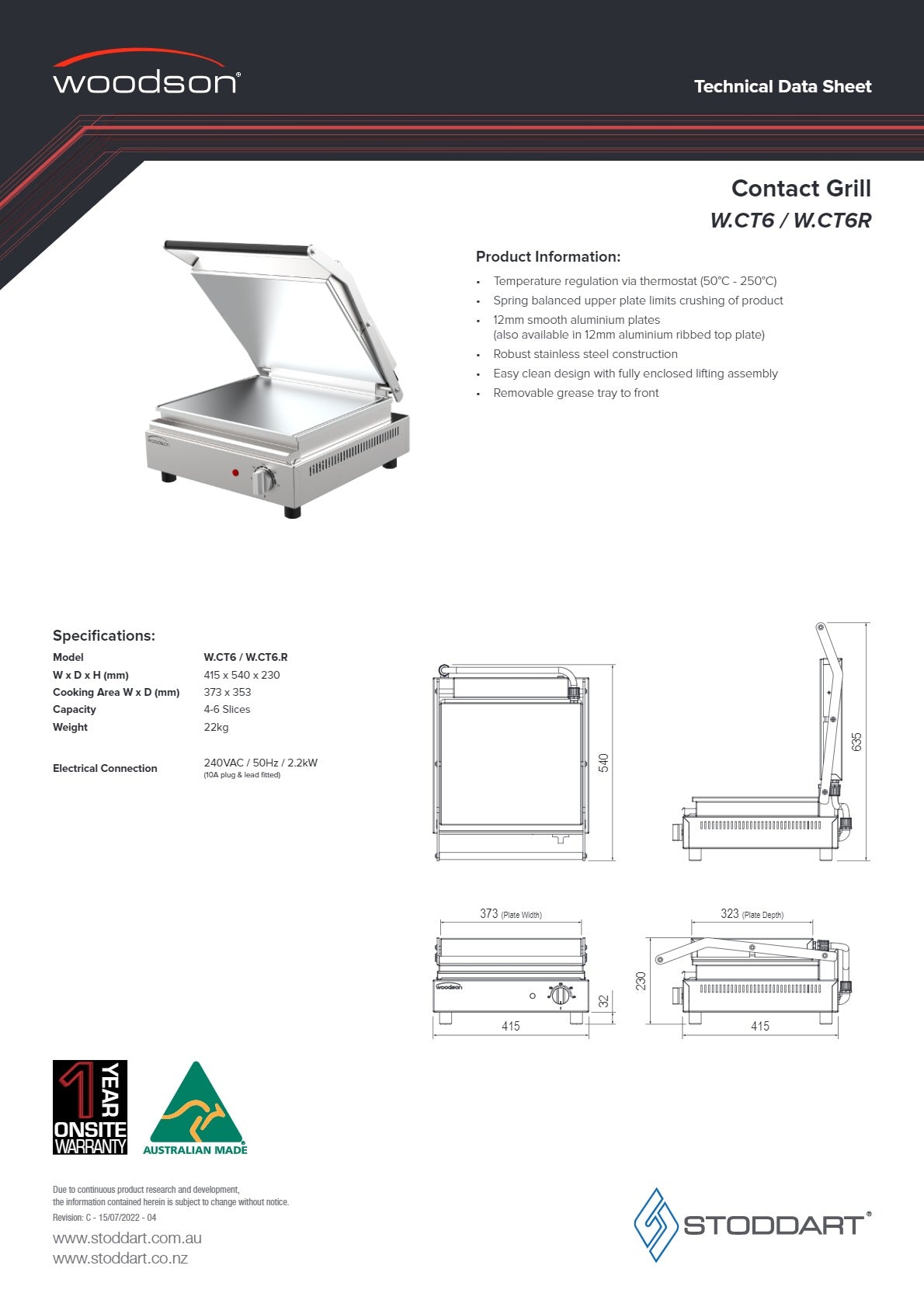 Woodson W.CT6R - Contact Grill