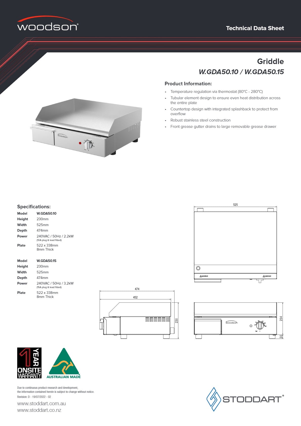Woodson W.GDA50.10 - Griddle