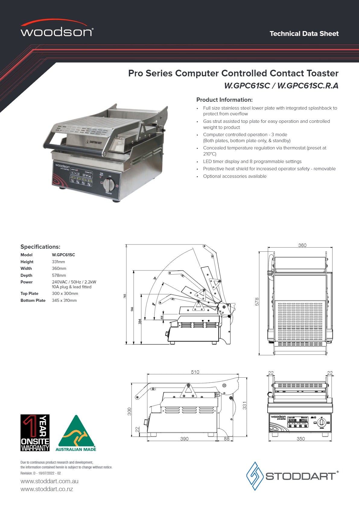 Woodson Pro-Series W.GPC61SC.R.A - Contact Grill