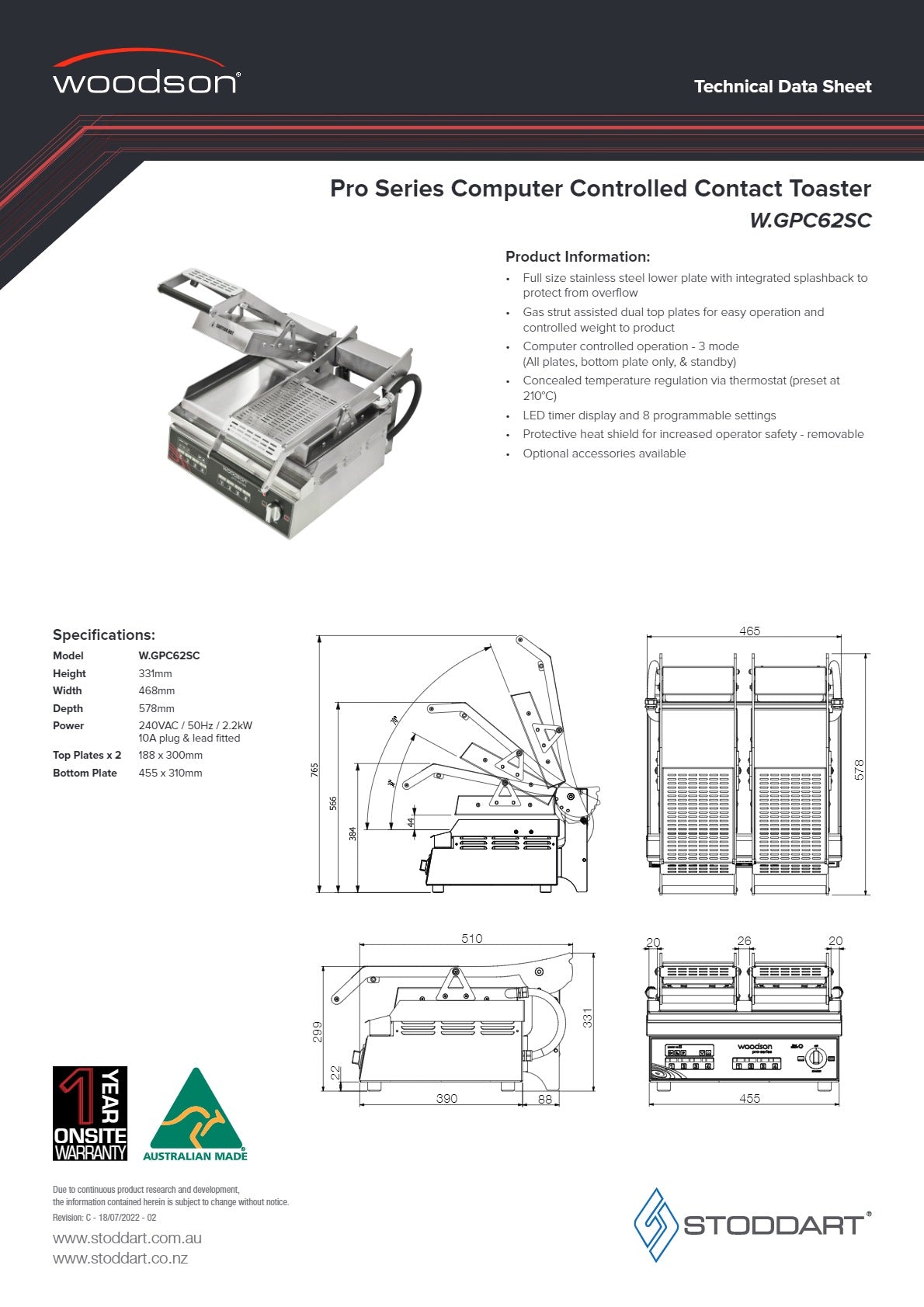 Thumbnail - Woodson Pro-Series W.GPC62SC - Contact Grill