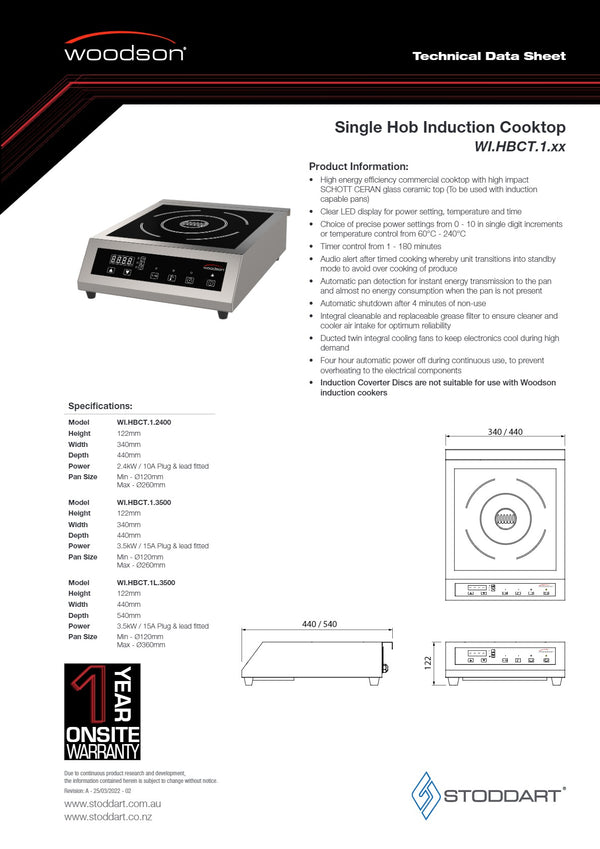 Woodson WI.HBCT.1.2400 - Induction Cook Top