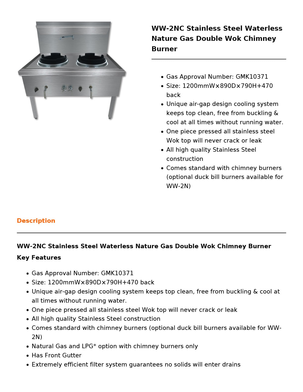 Gasmax WW-2NC - Double Wok