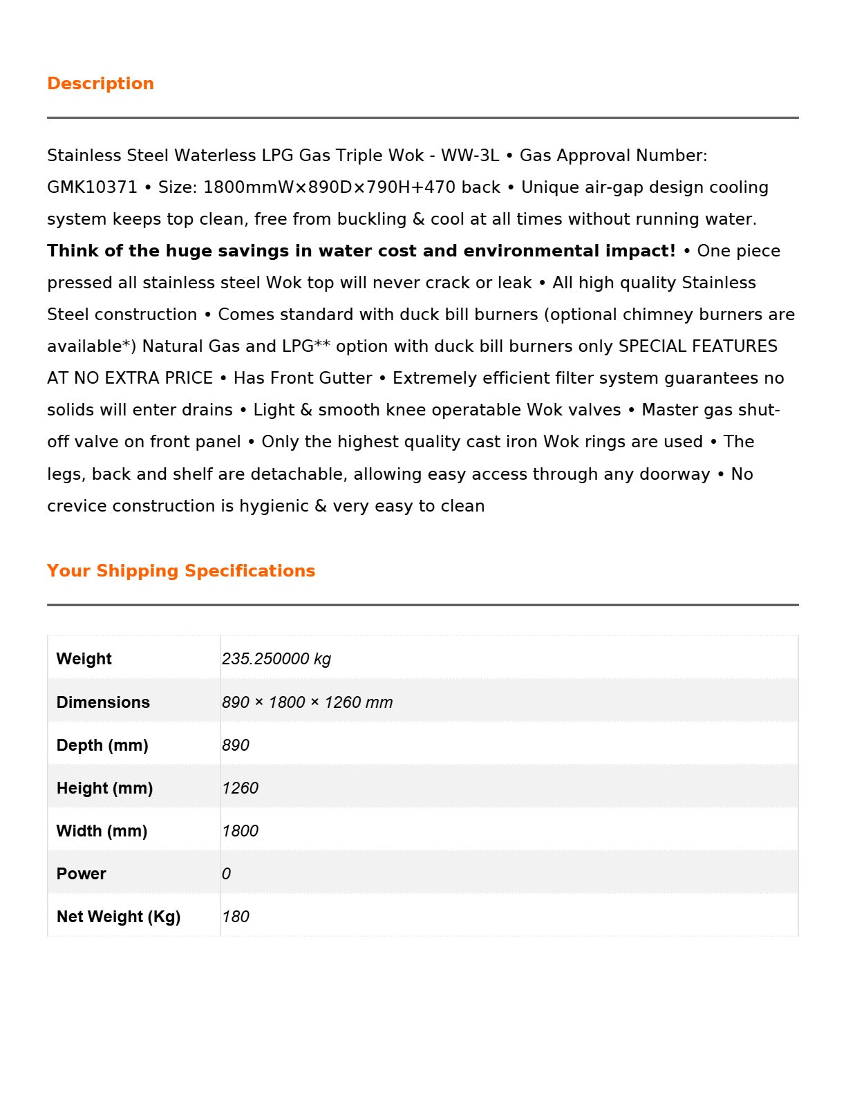 Gasmax WW-3L - Triple Wok