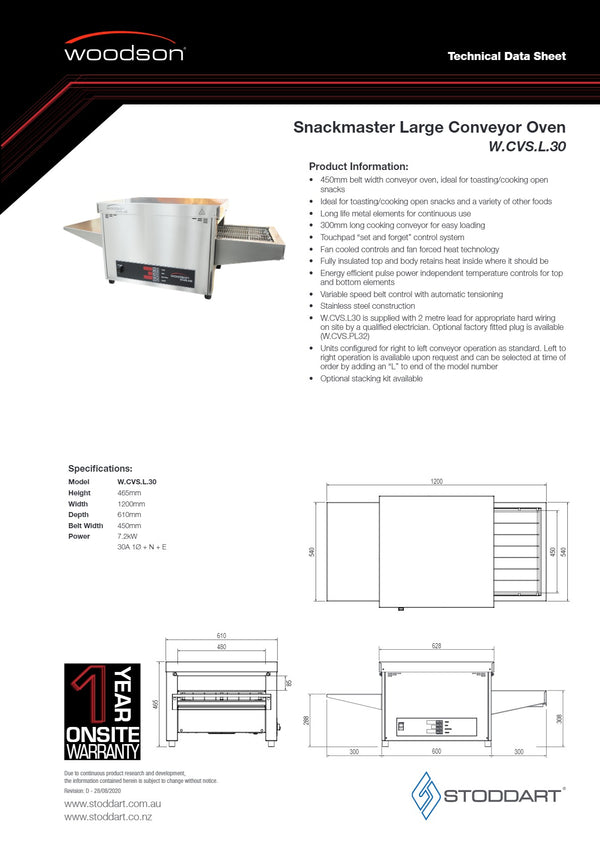 Woodson W.CVS.L.30 - Conveyor Oven