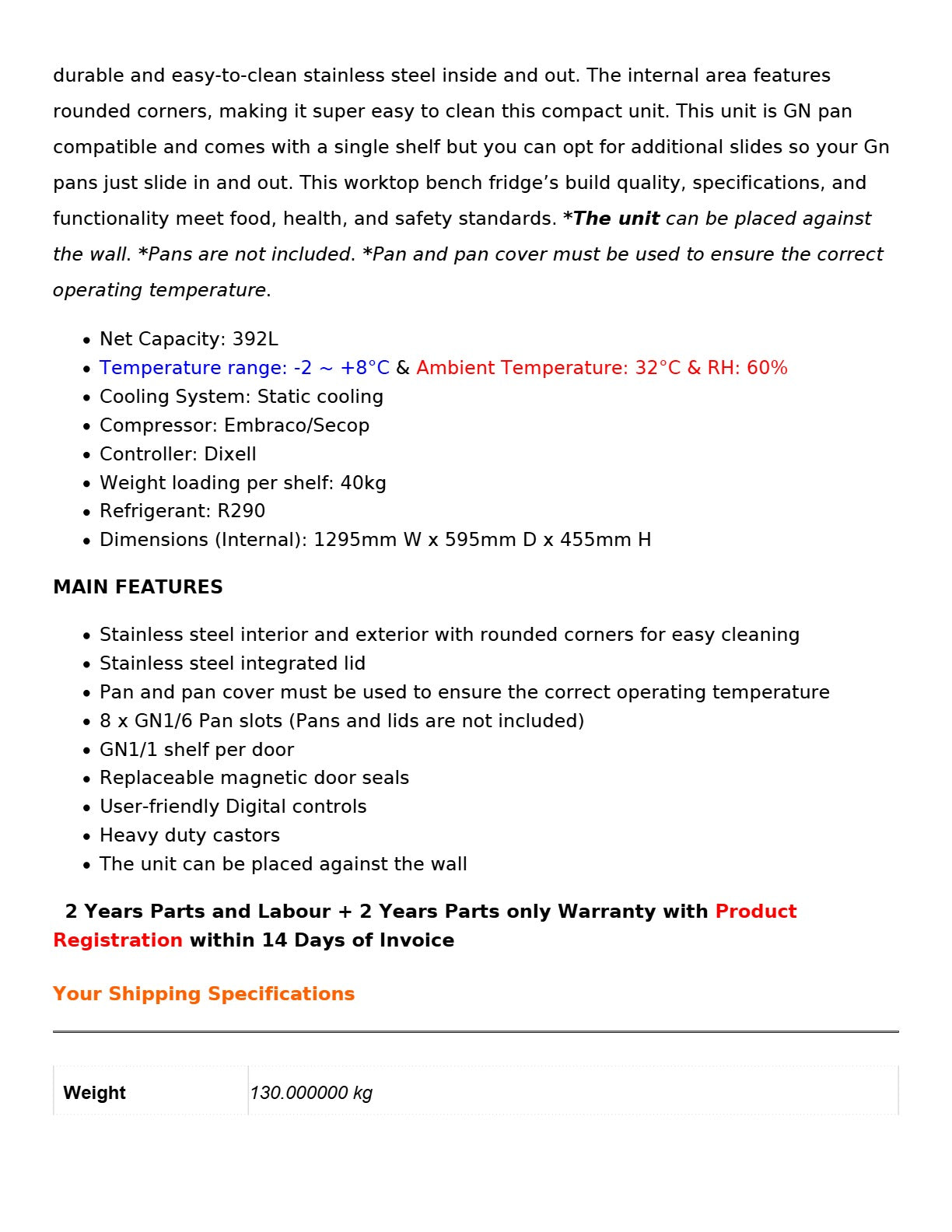 FED-X XGNS1300D - Salad Prep Fridge