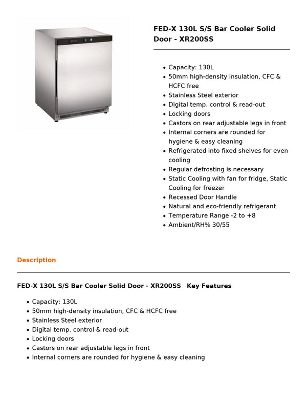 FED-X XR200SS - Bar Cooler