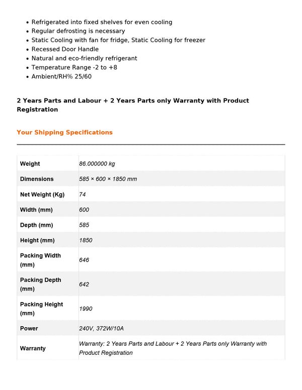 FED-X XR400SG - Upright Fridge