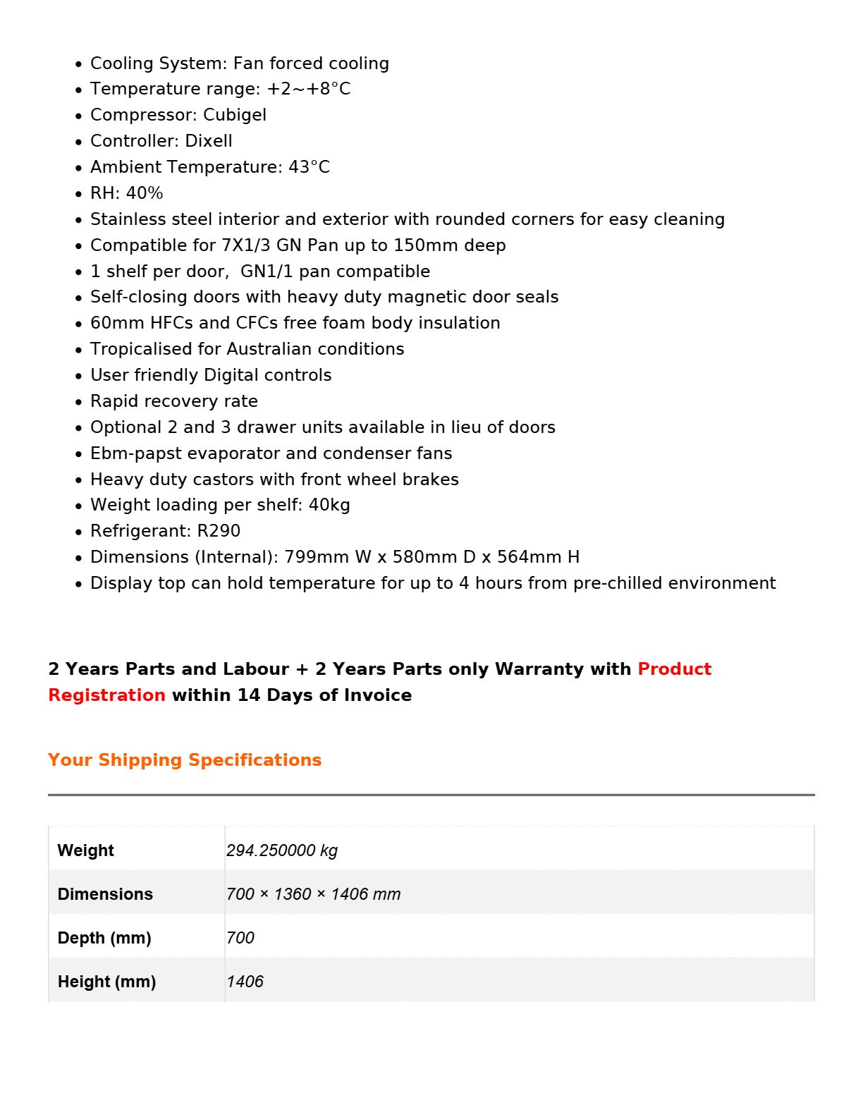 FED-X XSS7C13S2V - Sandwich Counter