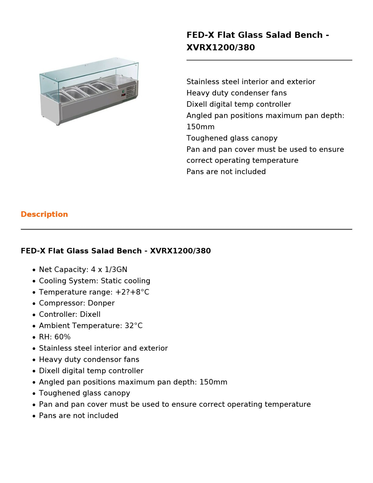 FED-X XVRX1200/380 - Salad Bench