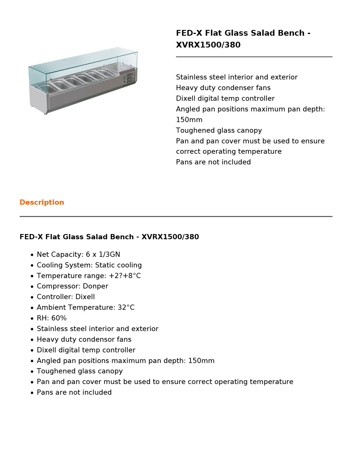 FED-X XVRX1500/380 - Salad Bench