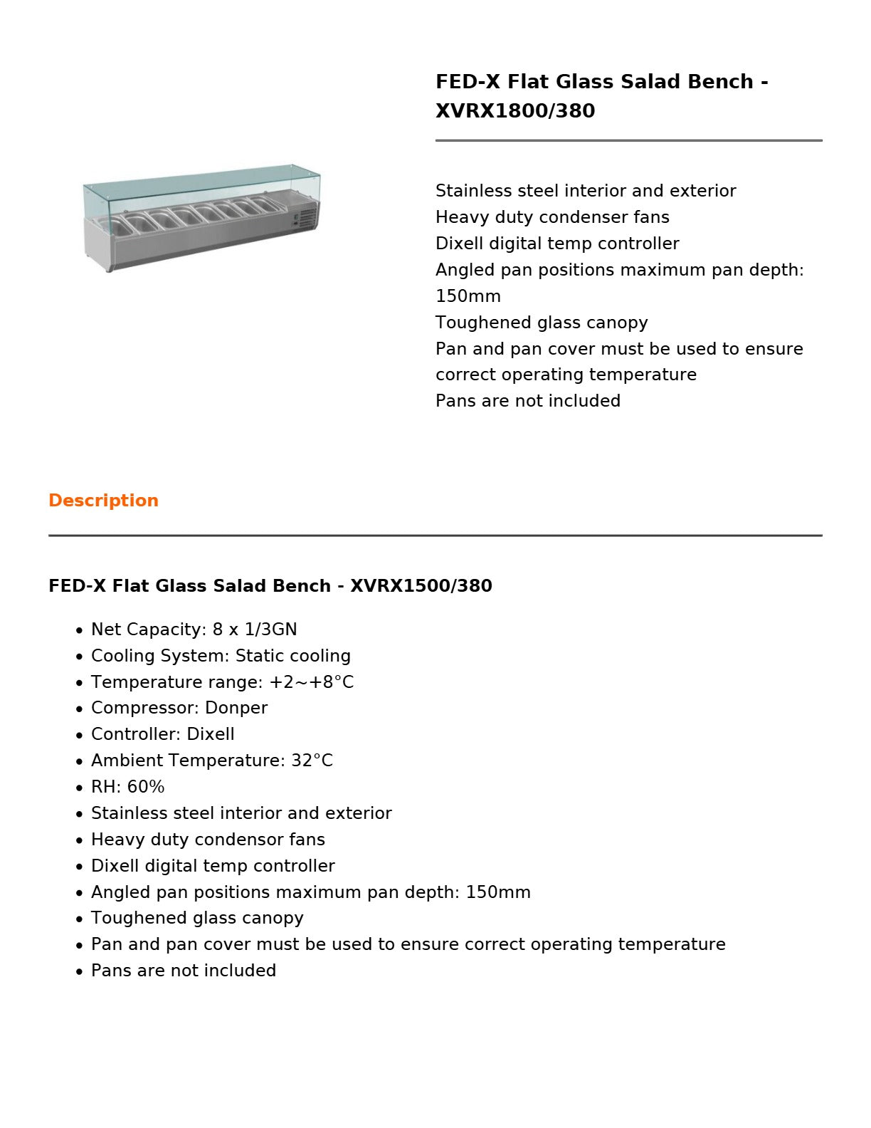FED-X XVRX1800/380 - Salad Bench