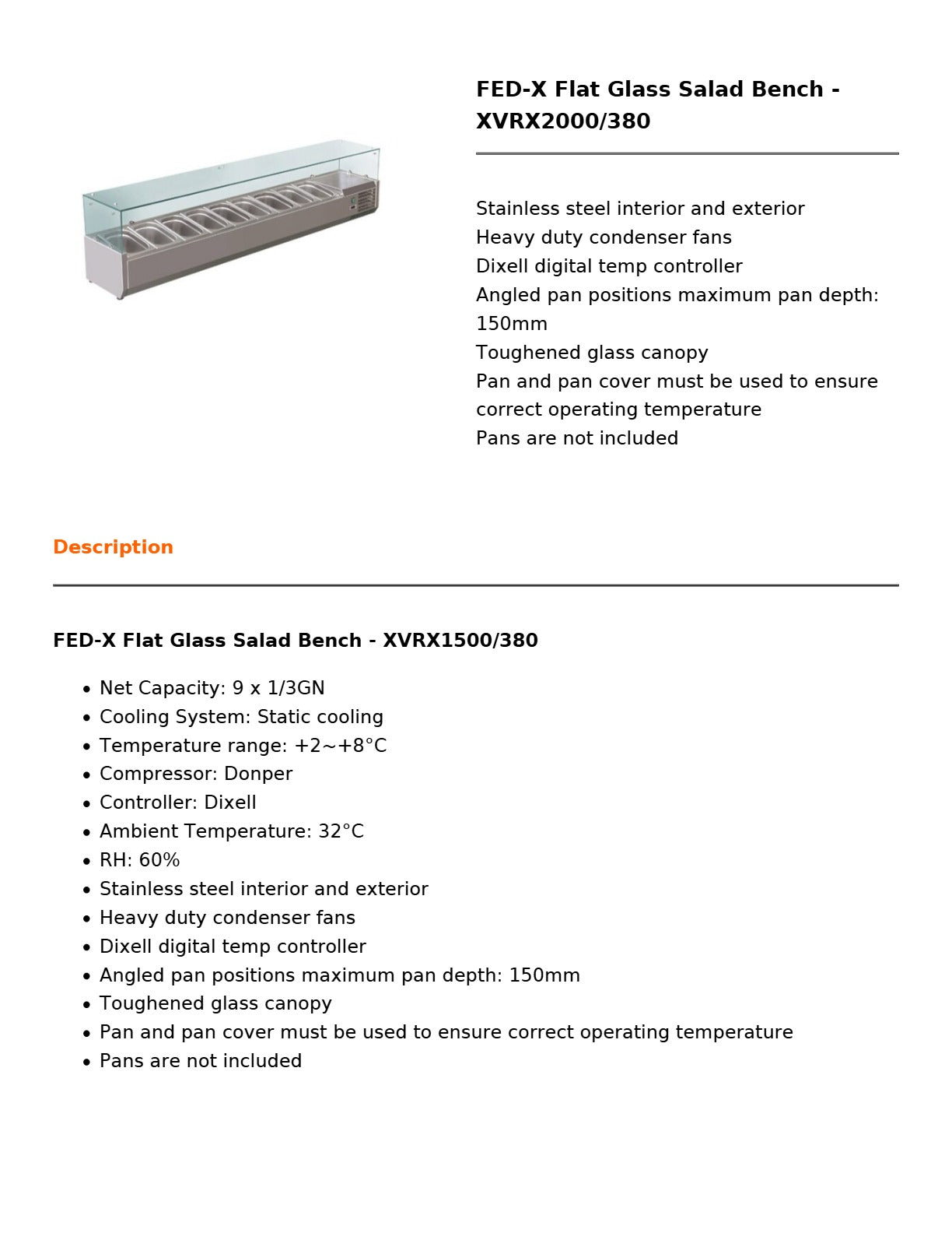 FED-X XVRX2000/380 - Salad Bench