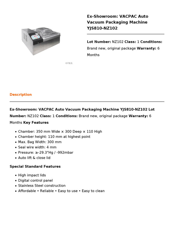 VACPAC YJS810 - Auto Vacuum Packaging Machine