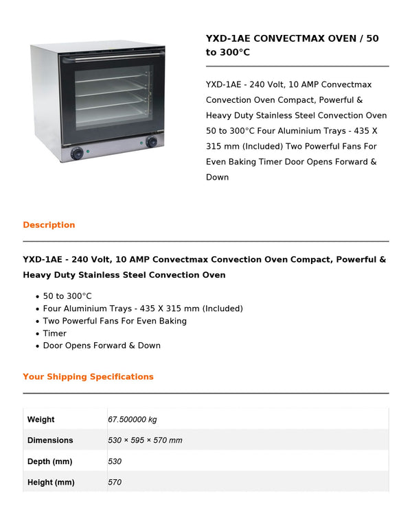 ConvectMax YXD-1AE - Convection Oven