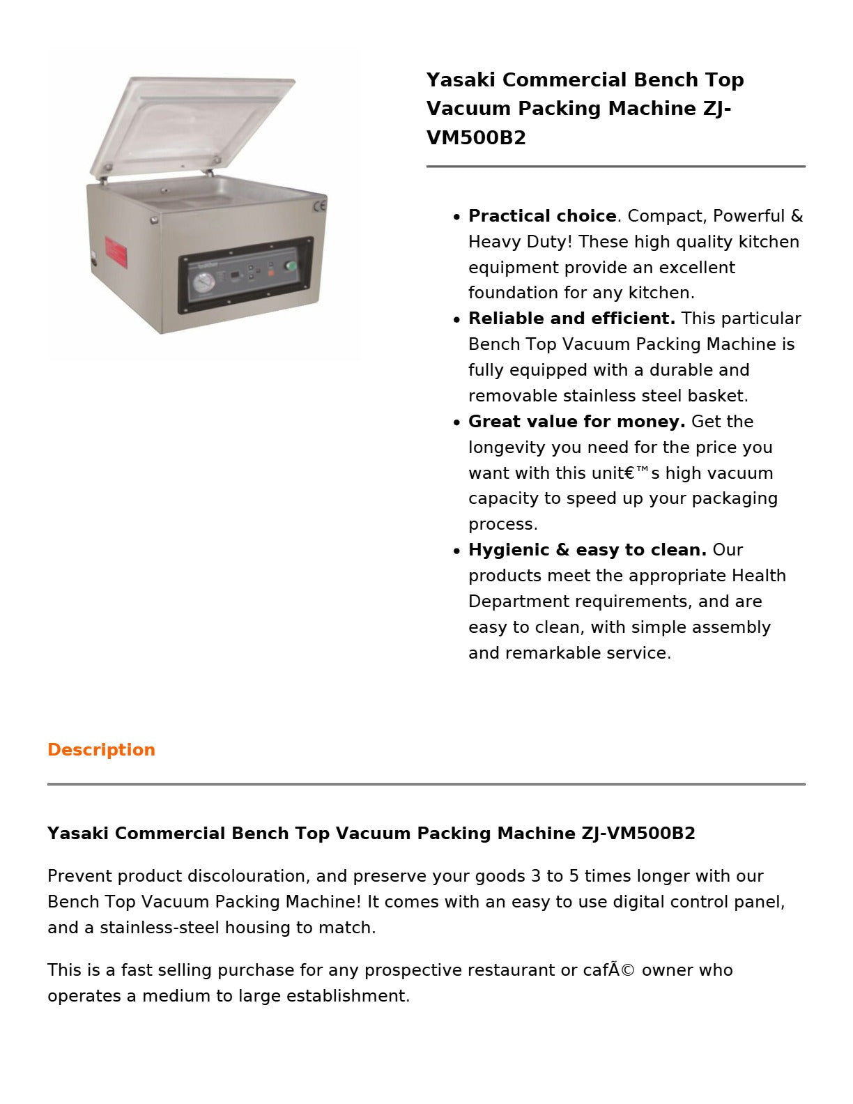 Yasaki ZJ-VM500B2 - Bench Top Vacuum Packing Machine