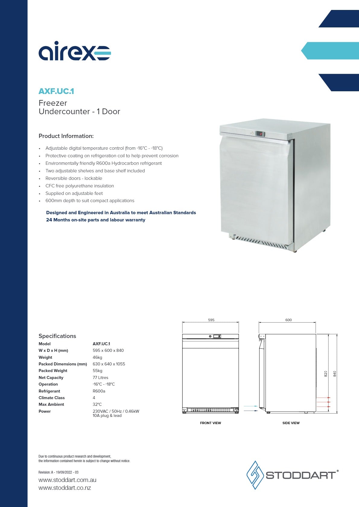 Airex AXF.UC.1 - Under Bench Freezer