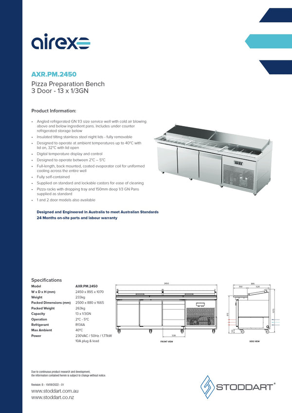 Airex AXR.PM.2450 - Pizza Prep Fridge