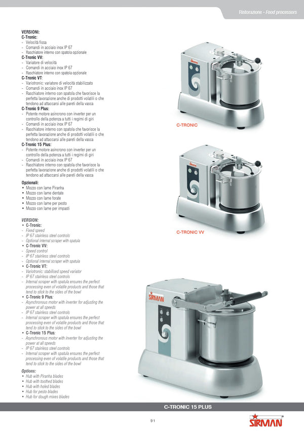Sirman S40780422S C-Tronic 4VT - Bowl Cutter