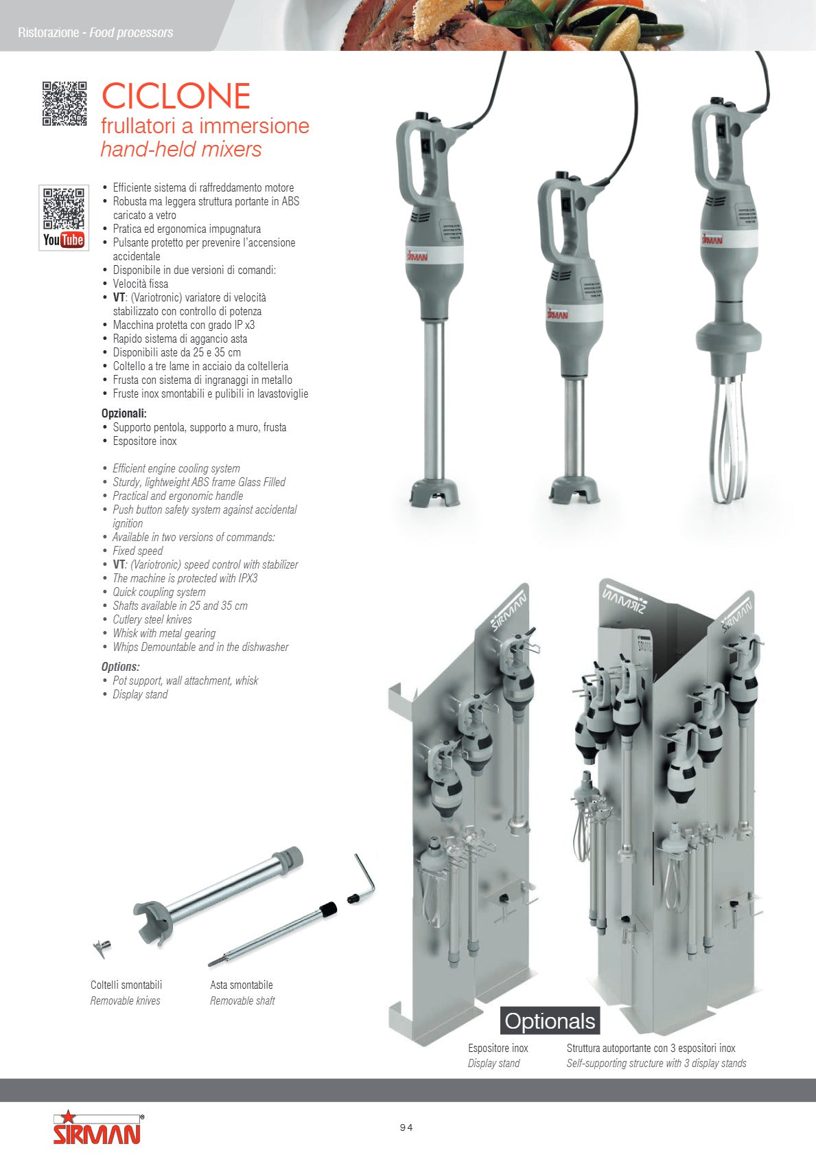 Sirman S66530502K Ciclone 36VT Kit - Stick Blender