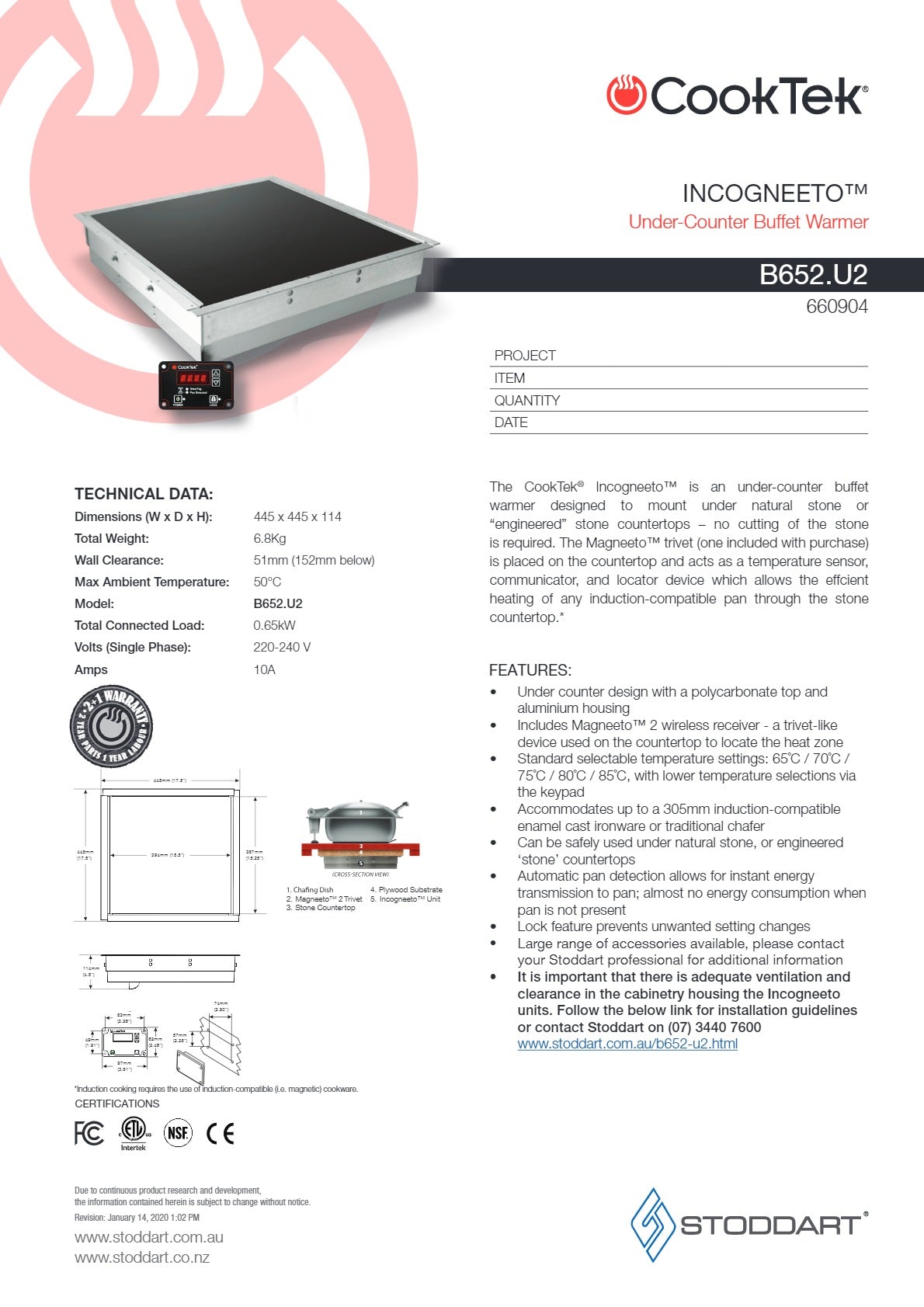 CookTek B652.U2 Under Counter Buffet Warmer SilverChef