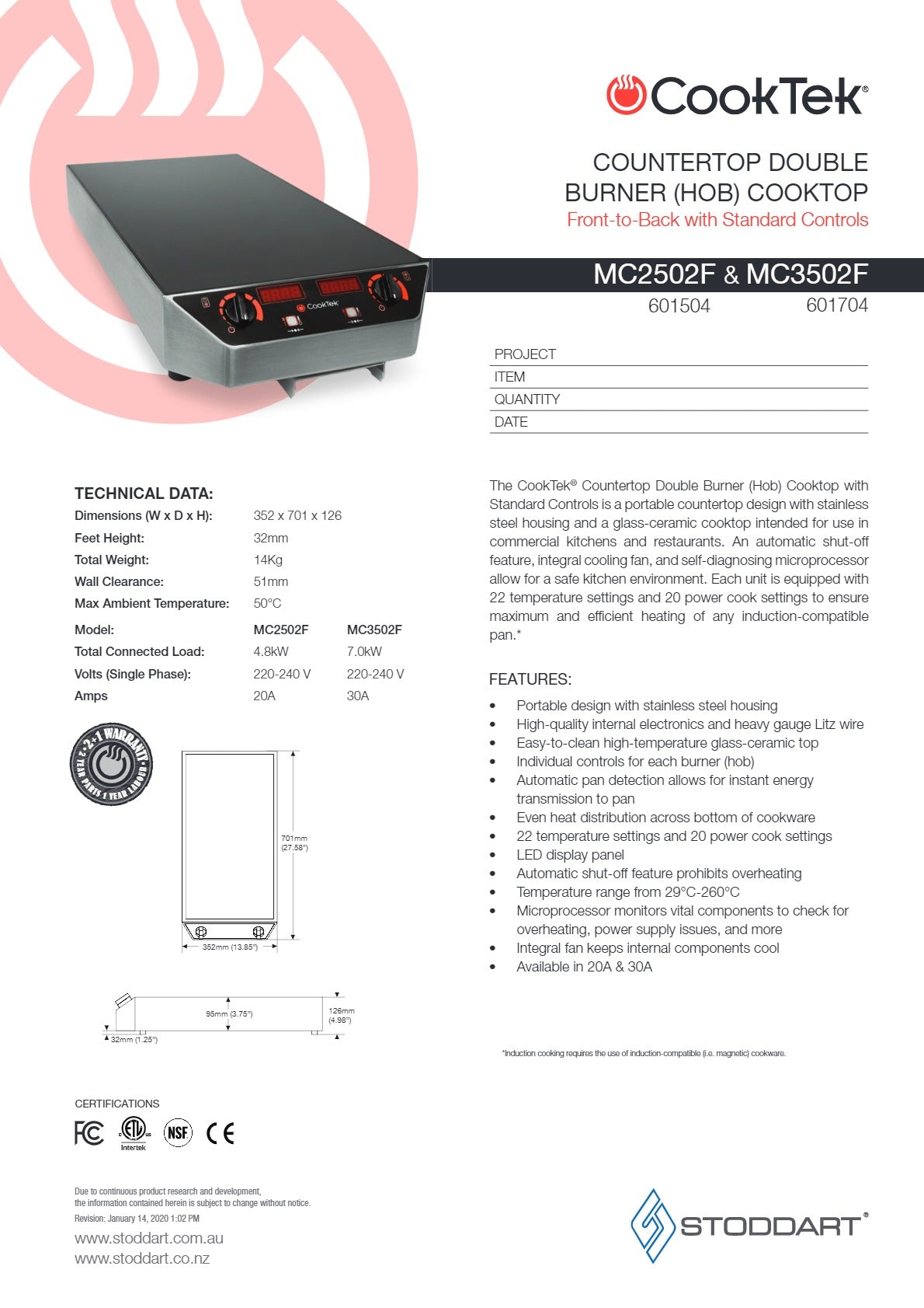 CookTek MC3502F - Induction Cook Top