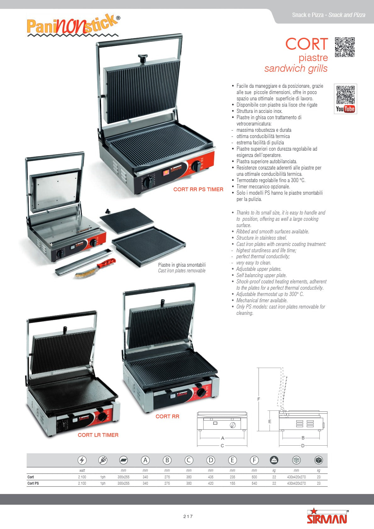Sirman S34A2601102SI Cort LR - Panini Grill