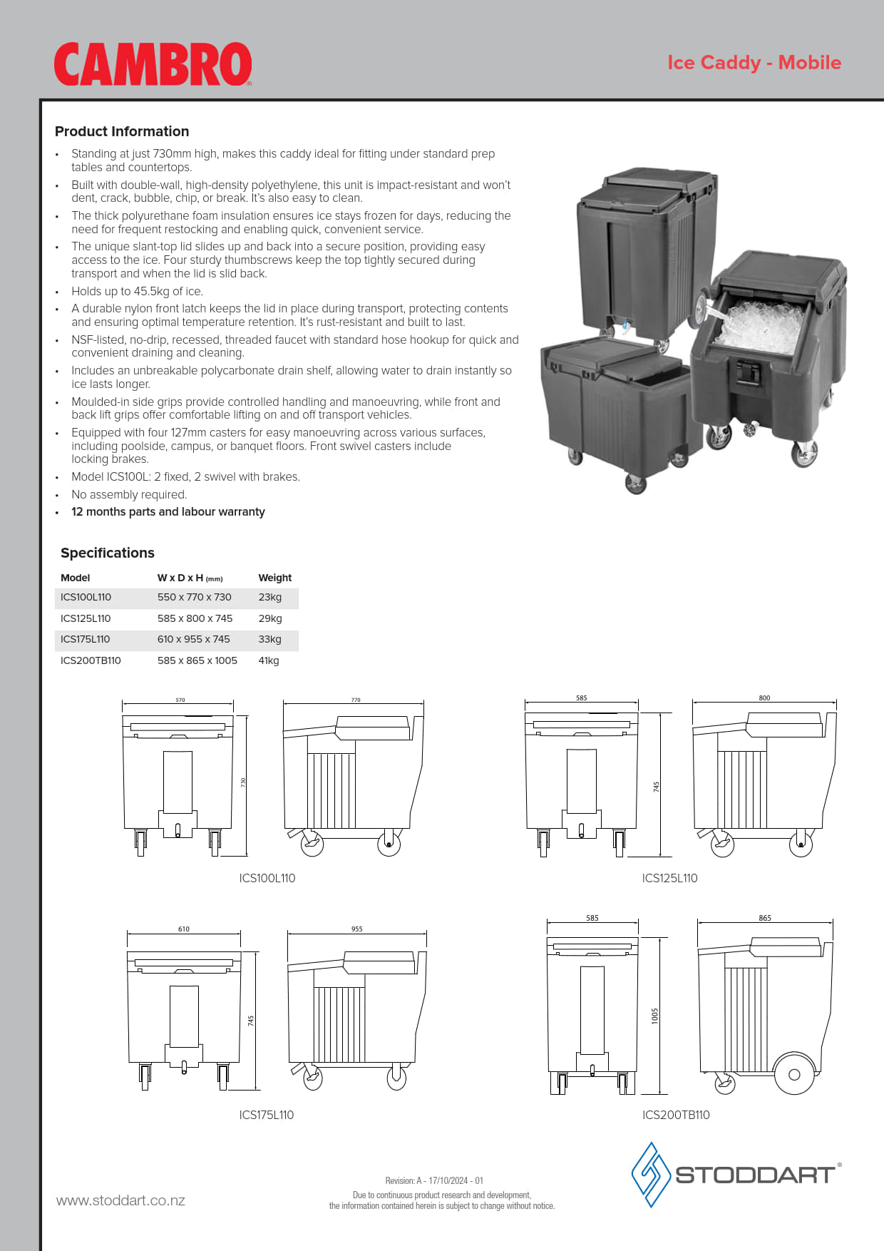 Cambro ICS200TB110 - 91kg Ice Caddy