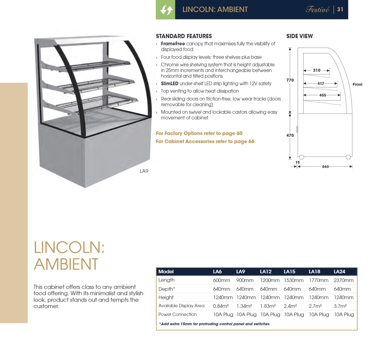 Festive Lincoln LA9 - Ambient Display Cabinet | SilverChef